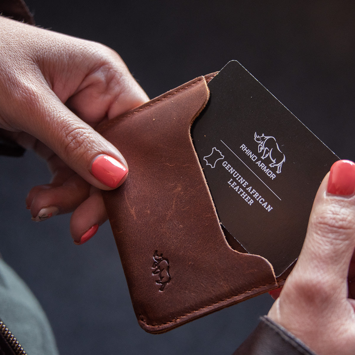 Genuine African Leather Brown Card Holder