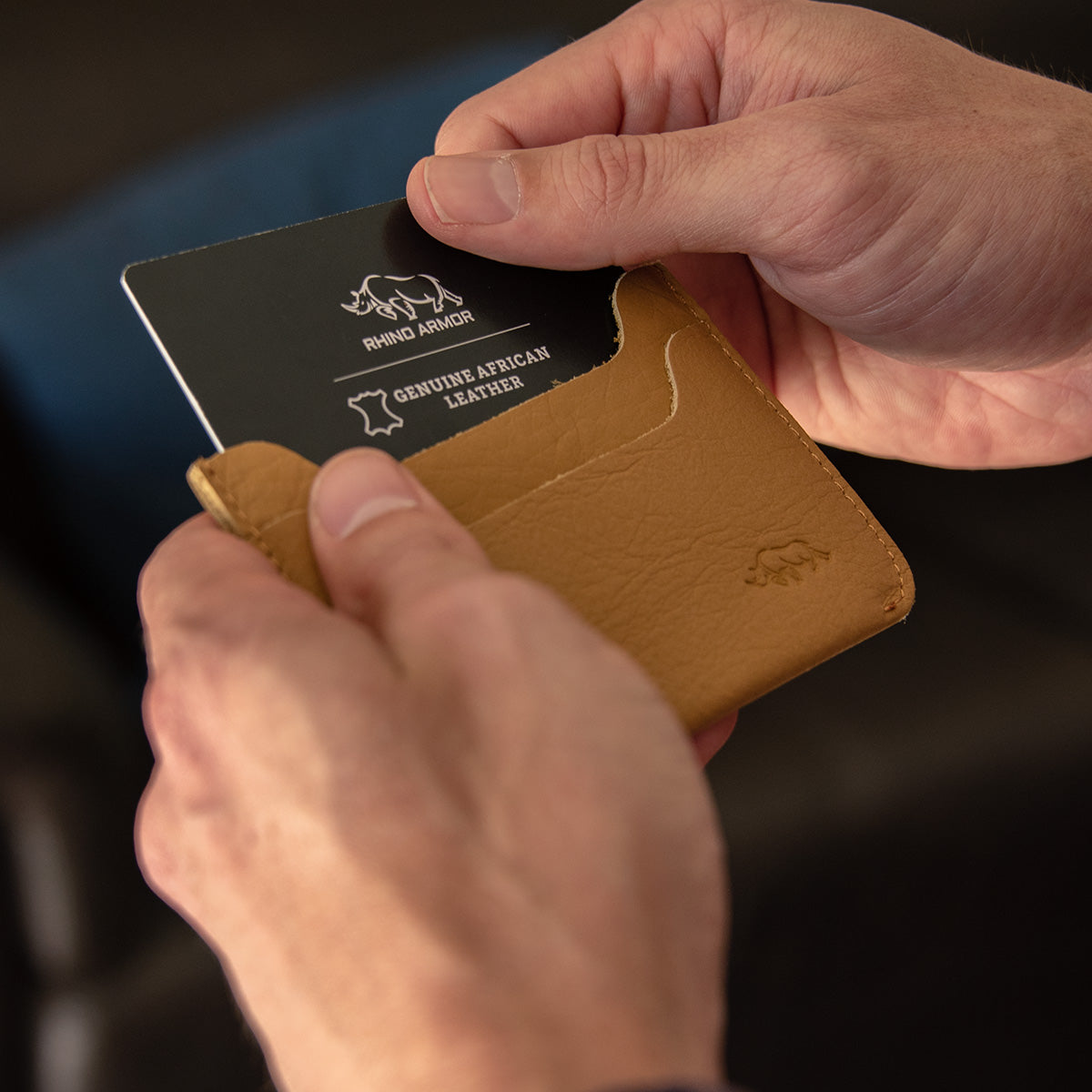 Genuine African Leather Mustard Card Holder