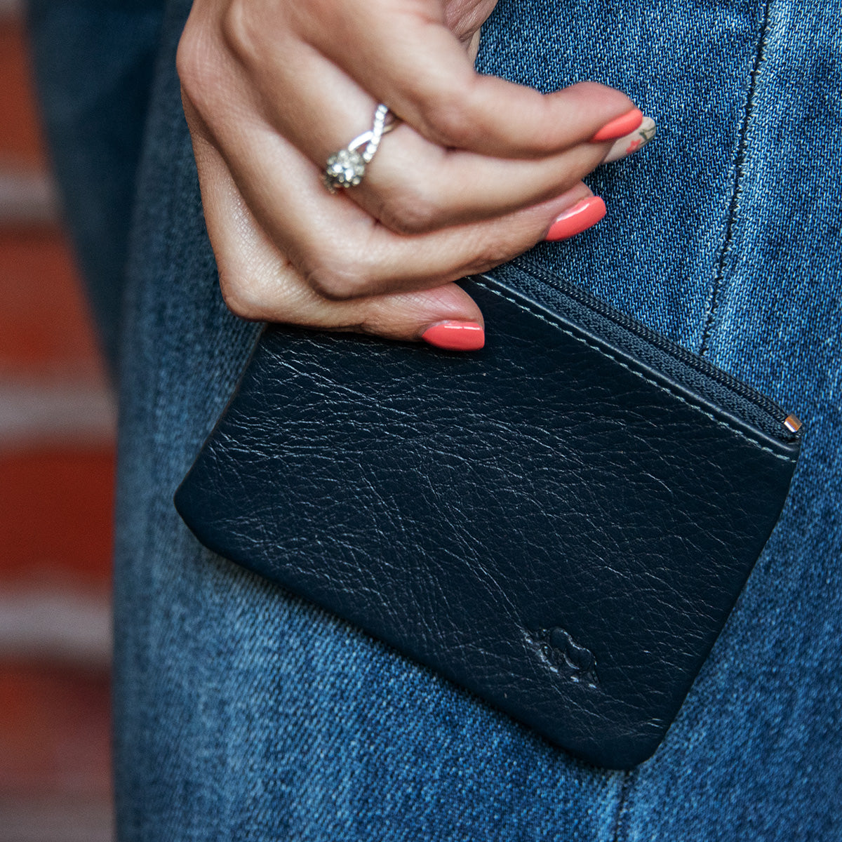 Genuine African Leather Navy Small Coin Purse