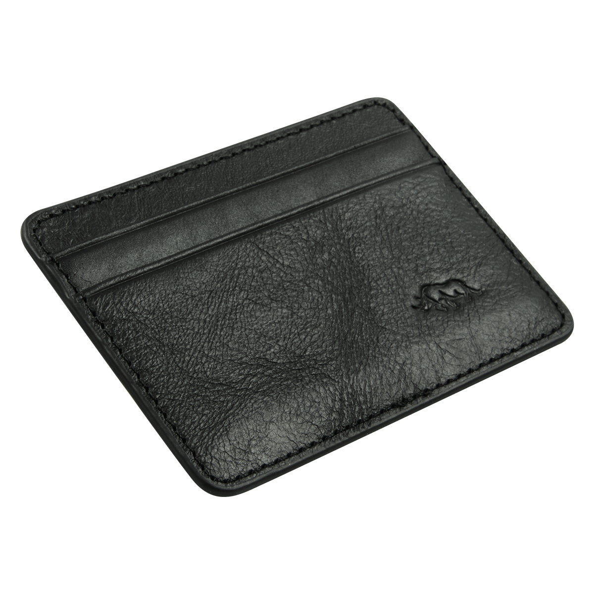 Genuine African Leather Gloss Black Card And ID Holder