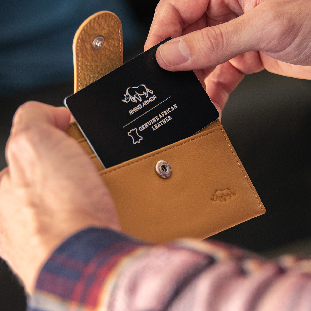 Genuine African Leather Tan Wallet With Clip Closure