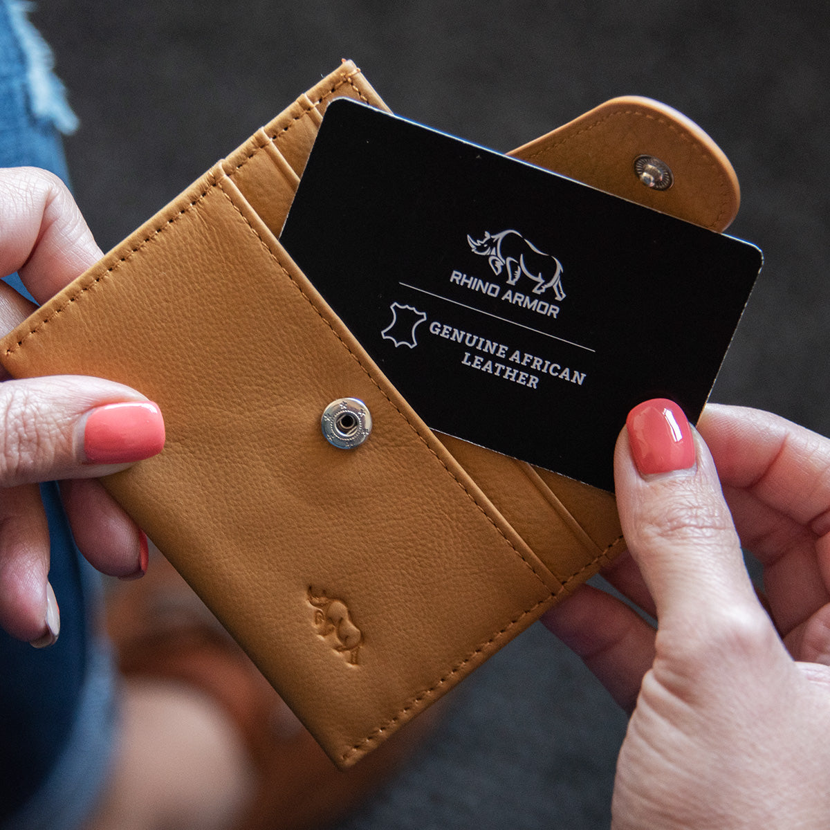 Genuine African Leather Tan Wallet With Clip Closure