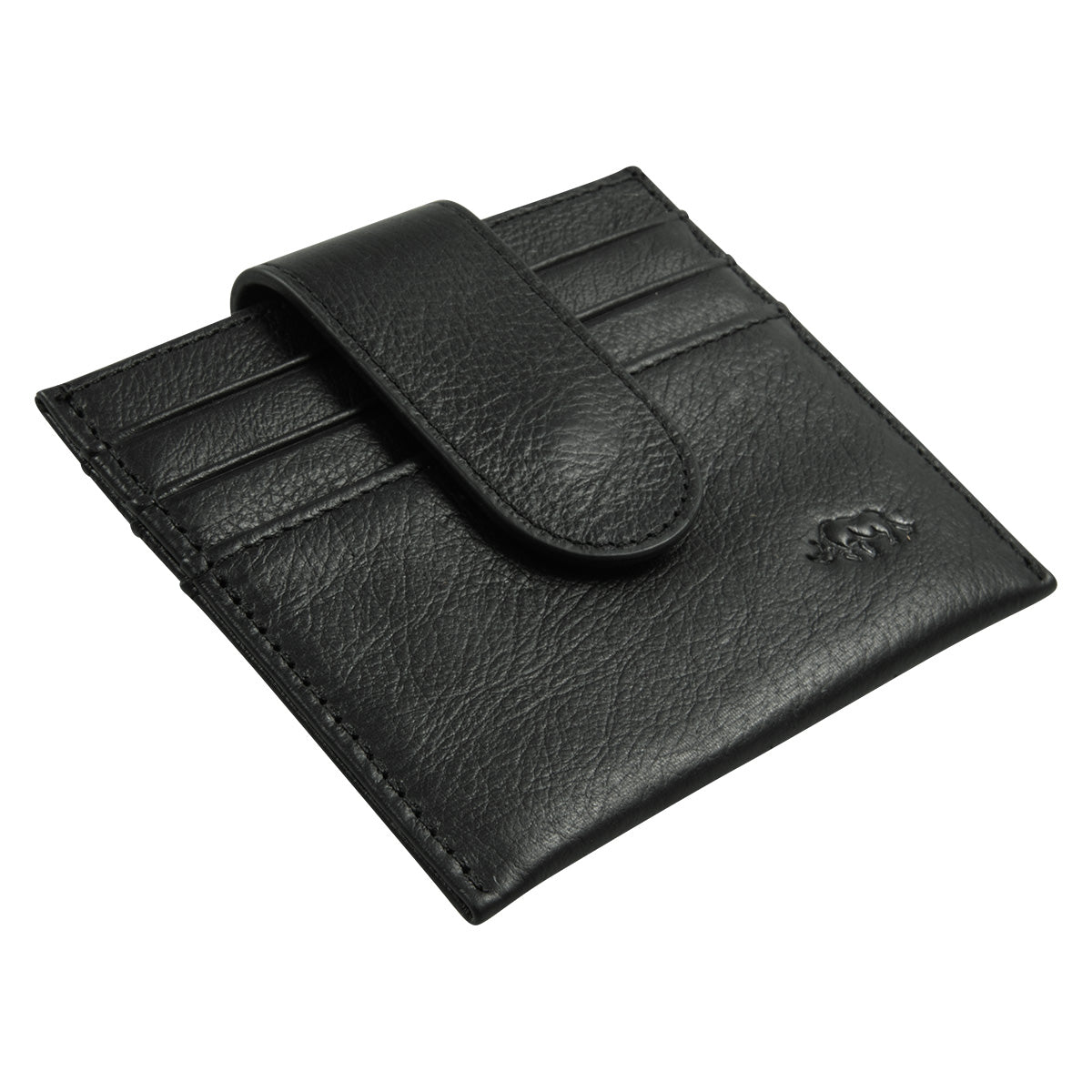 Genuine African Leather Black Wallet With Clip Closure