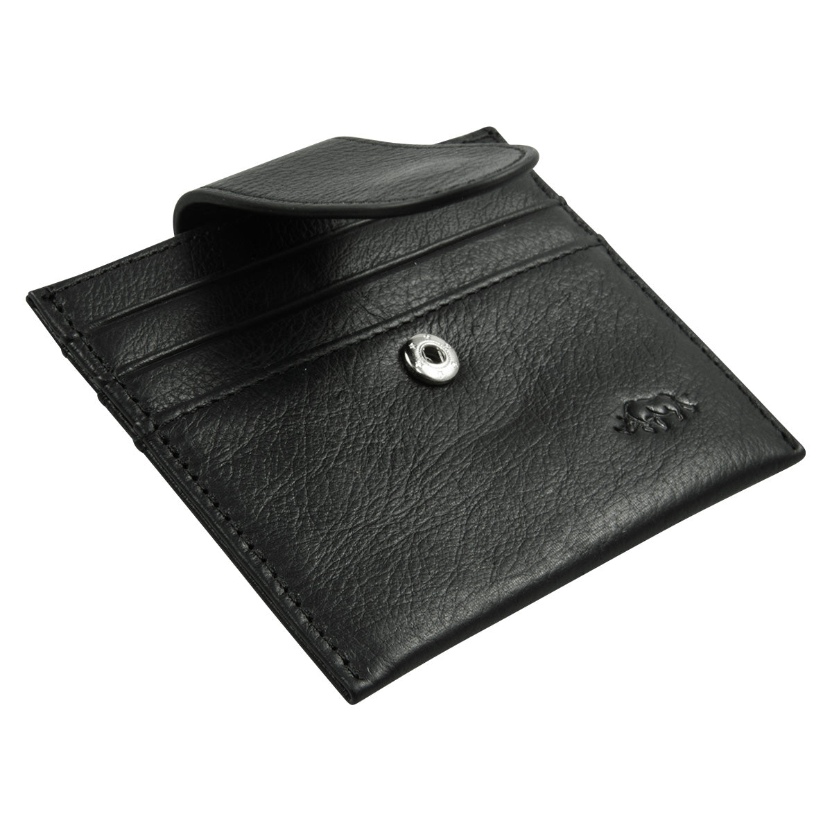 Genuine African Leather Black Wallet With Clip Closure