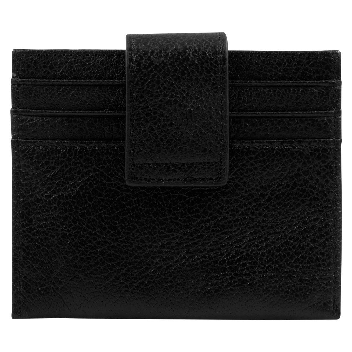 Genuine African Leather Gloss Black Wallet With Clip Closure