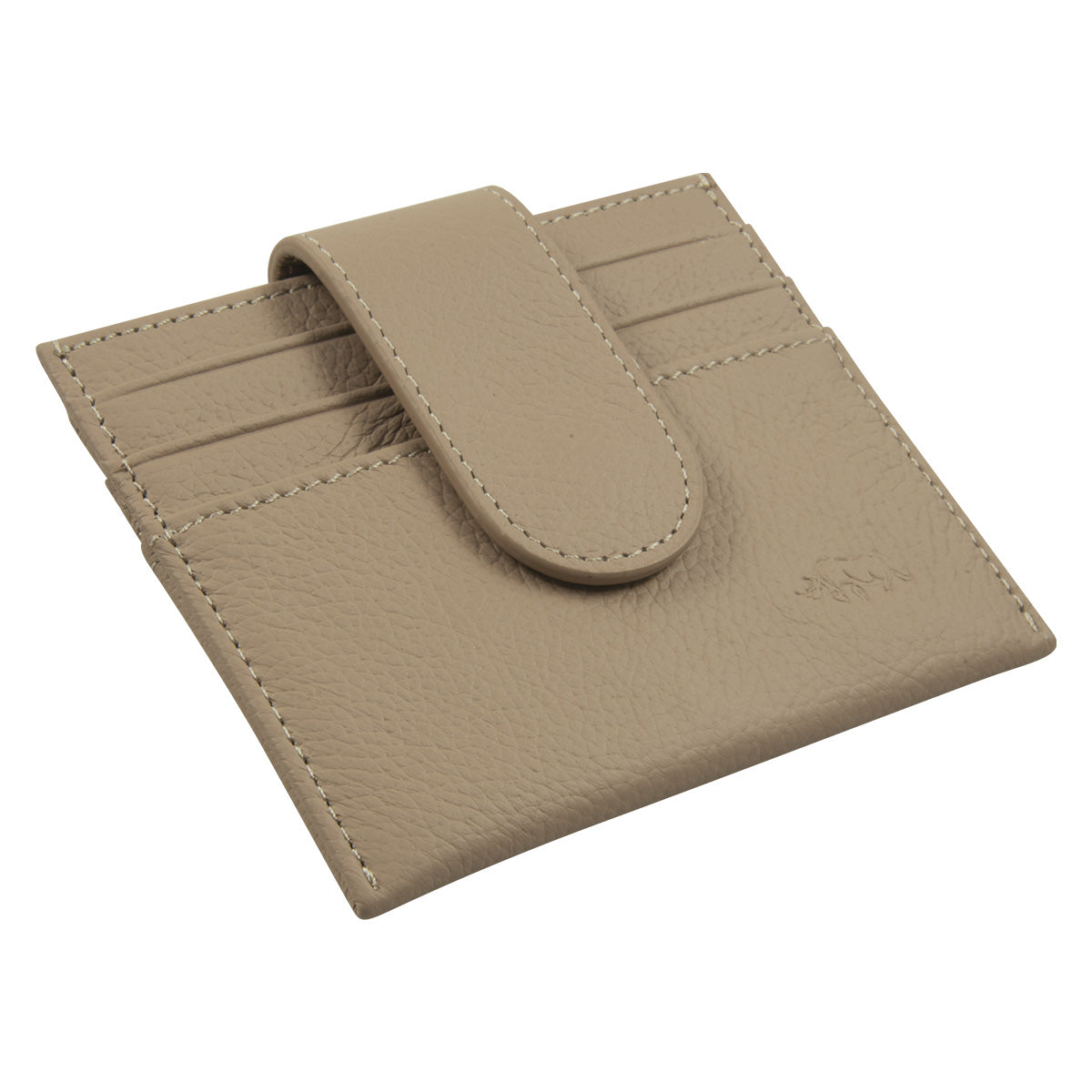 Genuine African Leather Beige Wallet With Clip Closure