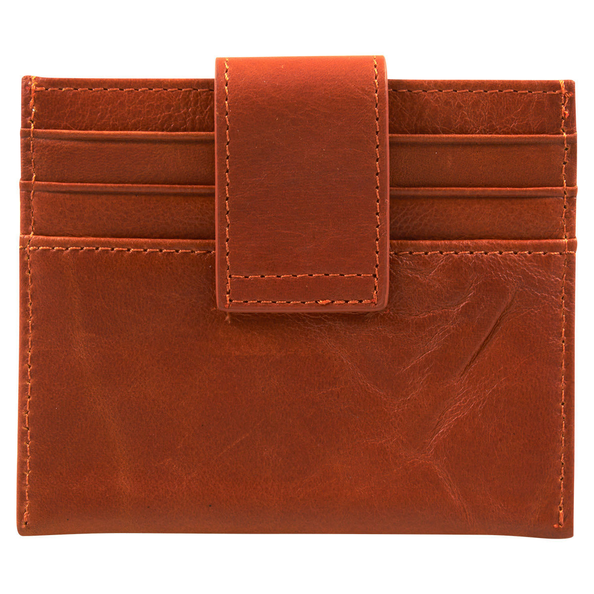 Genuine African Leather Orange Wallet With Clip Closure