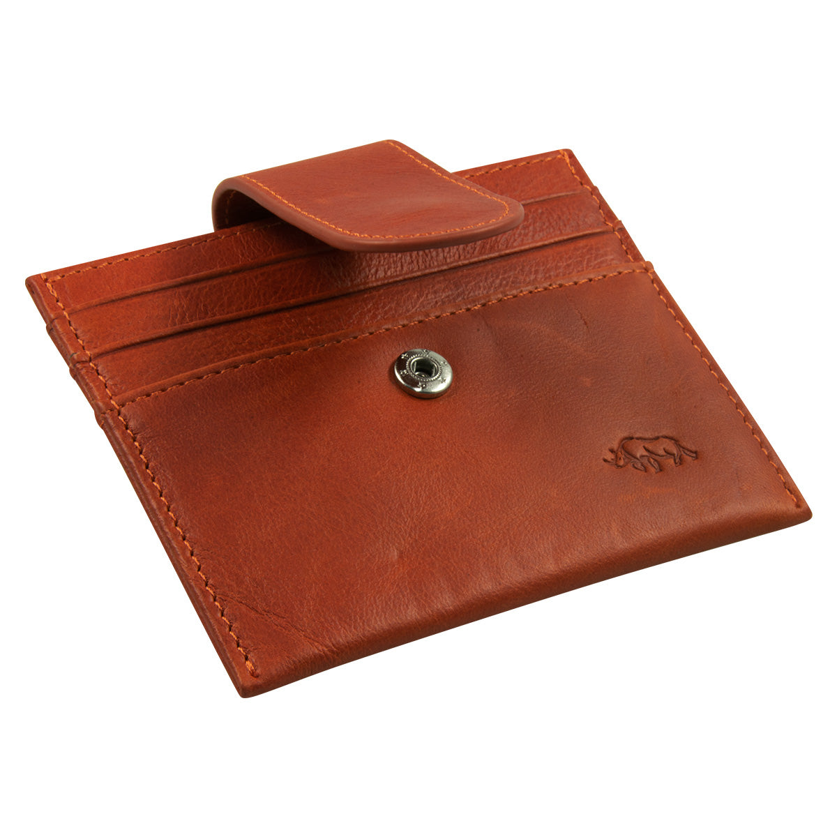 Genuine African Leather Orange Wallet With Clip Closure