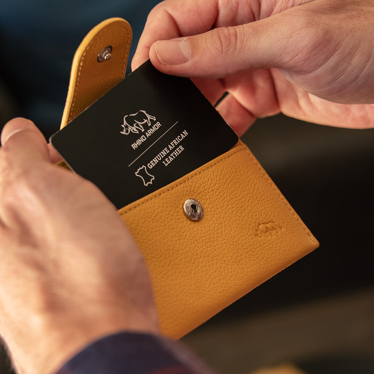 Genuine African Leather Yellow Wallet With Clip Closure