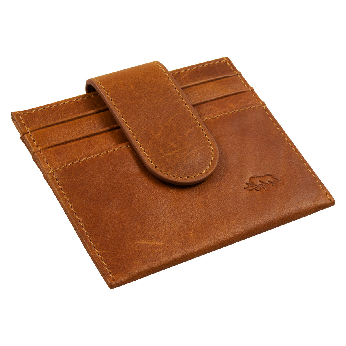 Genuine African Leather Light Brown Wallet With Clip Closure