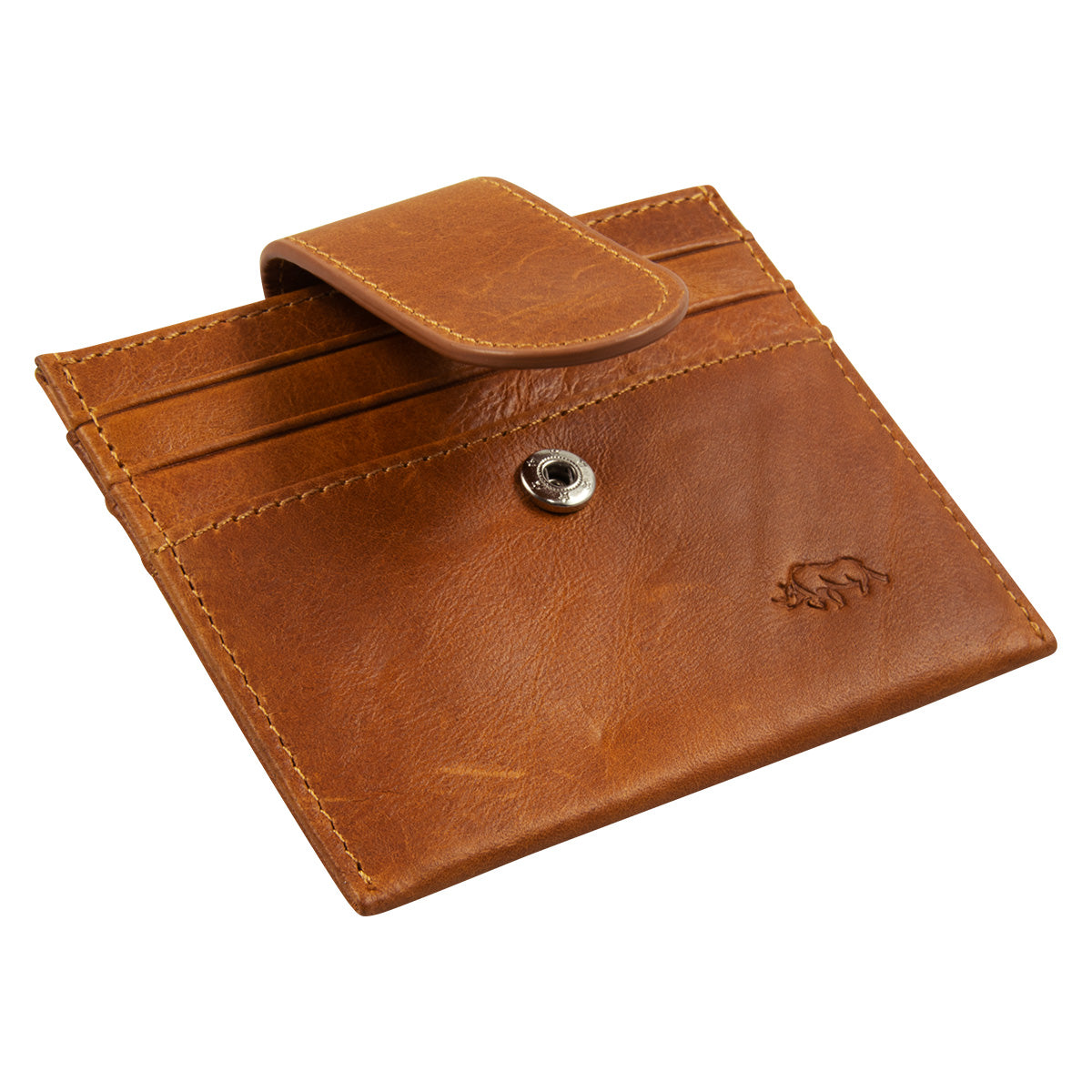 Genuine African Leather Light Brown Wallet With Clip Closure