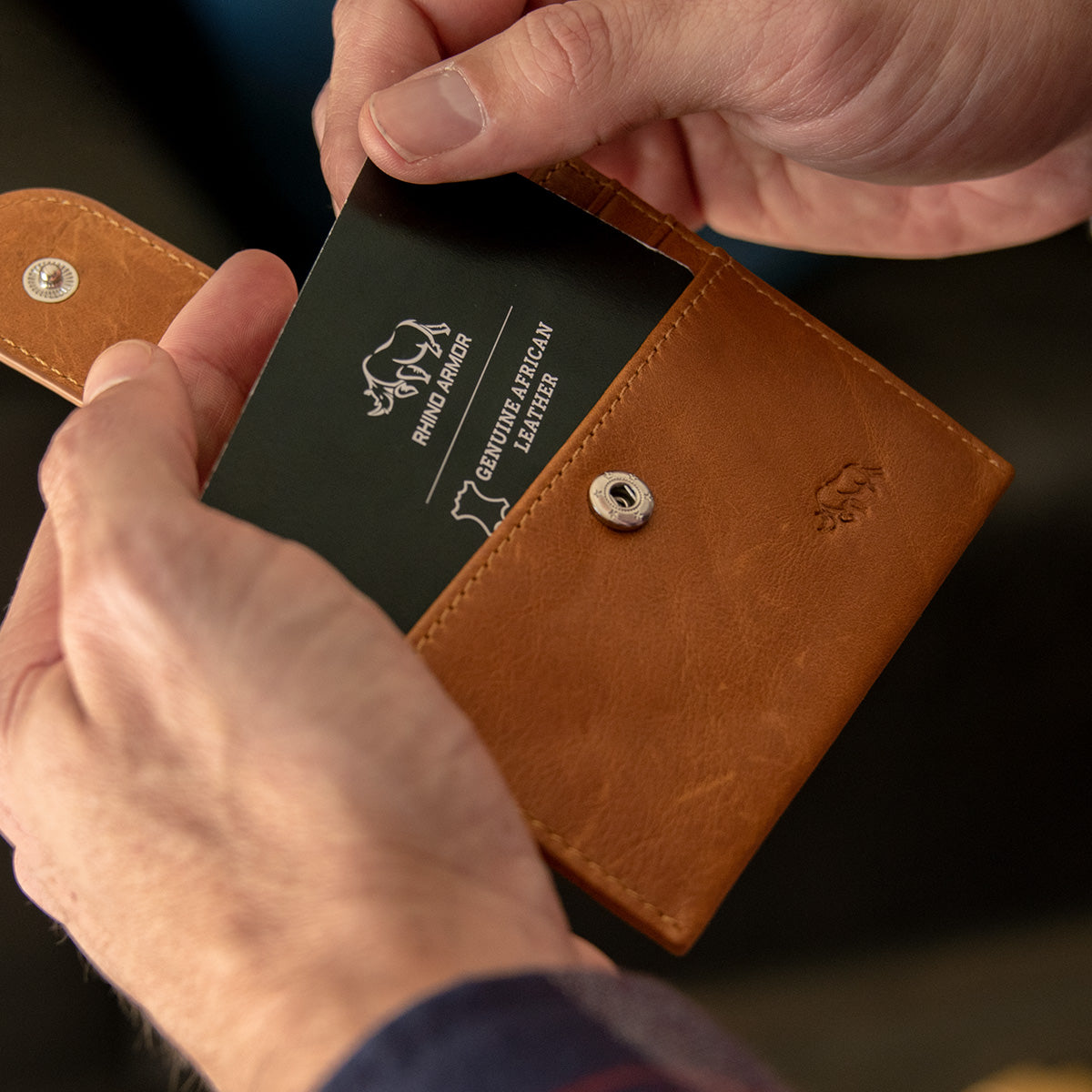 Genuine African Leather Light Brown Wallet With Clip Closure