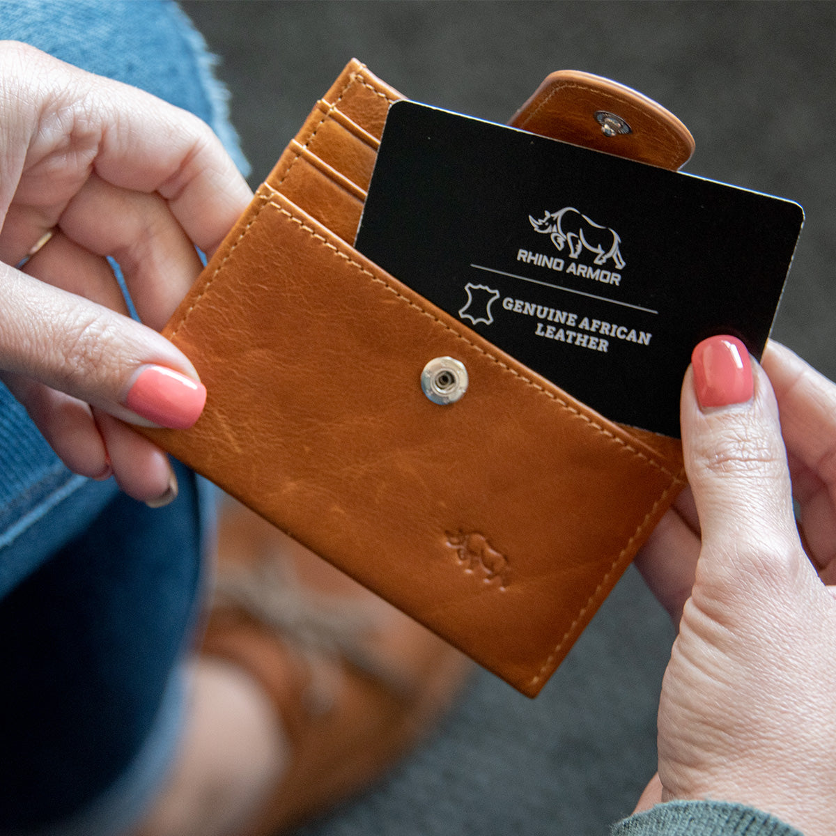Genuine African Leather Light Brown Wallet With Clip Closure