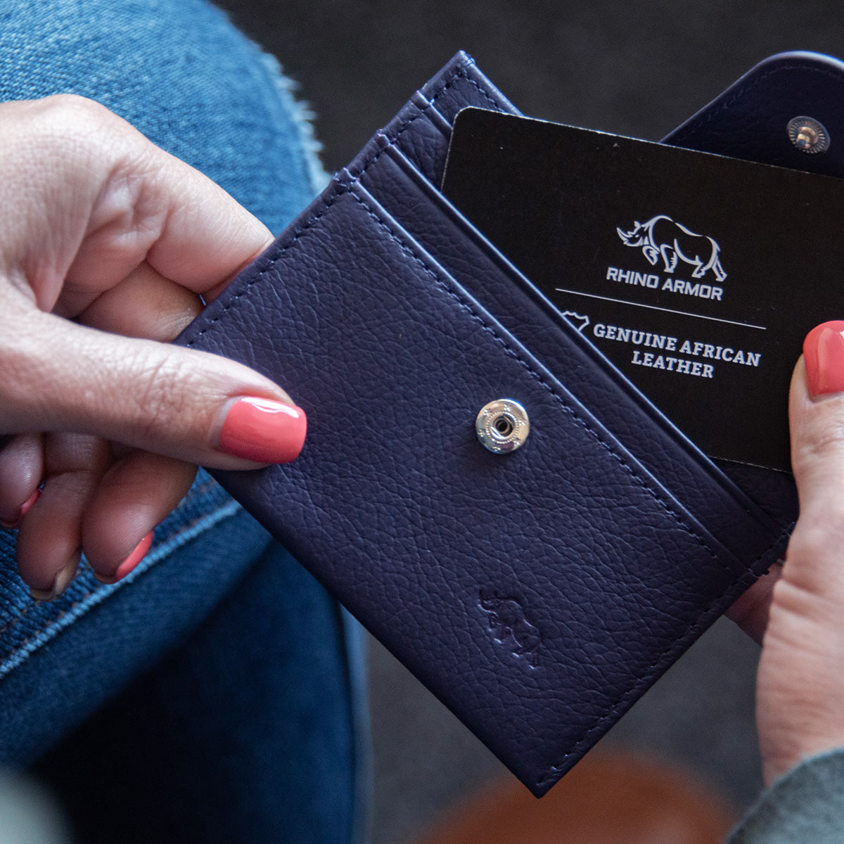 Genuine African Leather Purple Wallet With Clip Closure