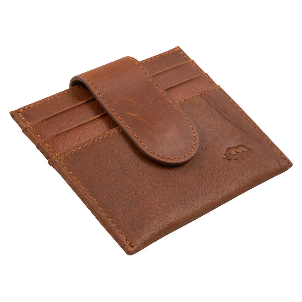Genuine African Leather Brown Wallet With Clip Closure