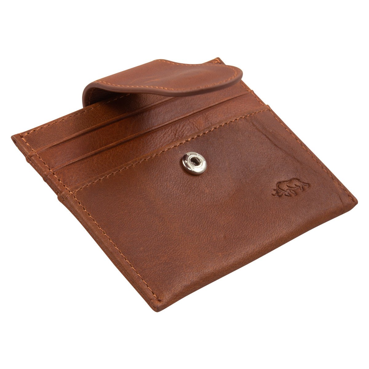 Genuine African Leather Brown Wallet With Clip Closure