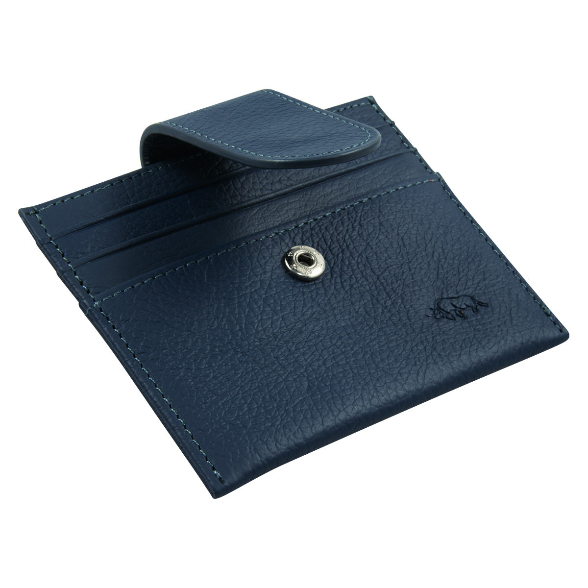 Genuine African Leather Blue Wallet With Clip Closure