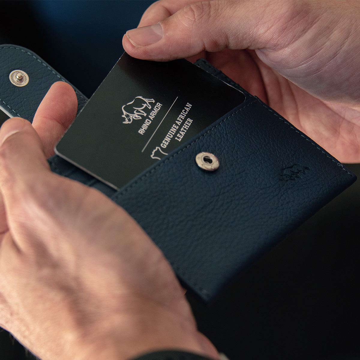 Genuine African Leather Blue Wallet With Clip Closure