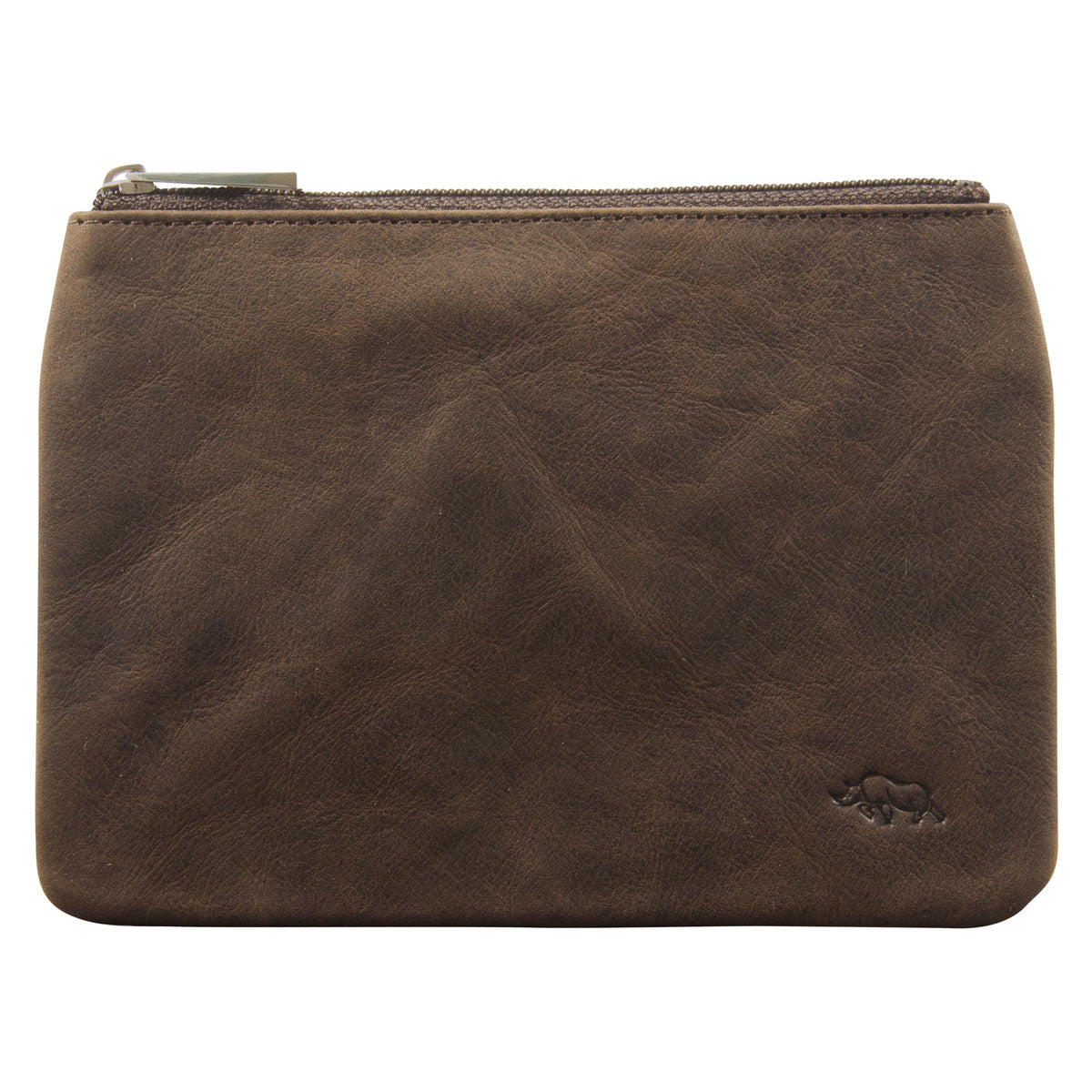 Genuine African Leather Medium Dark Brown Coin Purse