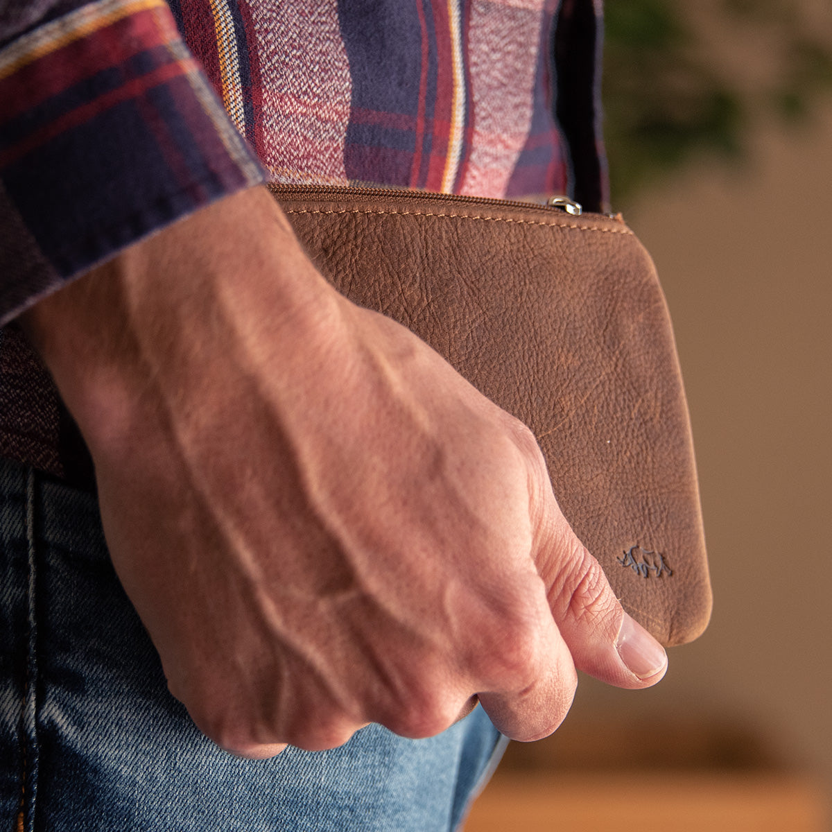 Genuine African Leather Medium Brown Coin Purse
