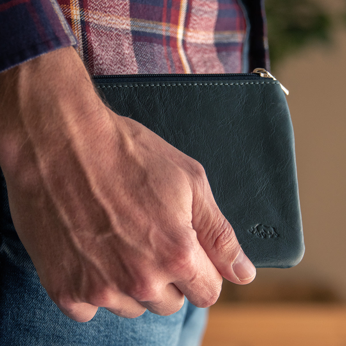 Genuine African Leather Medium Navy Coin Purse
