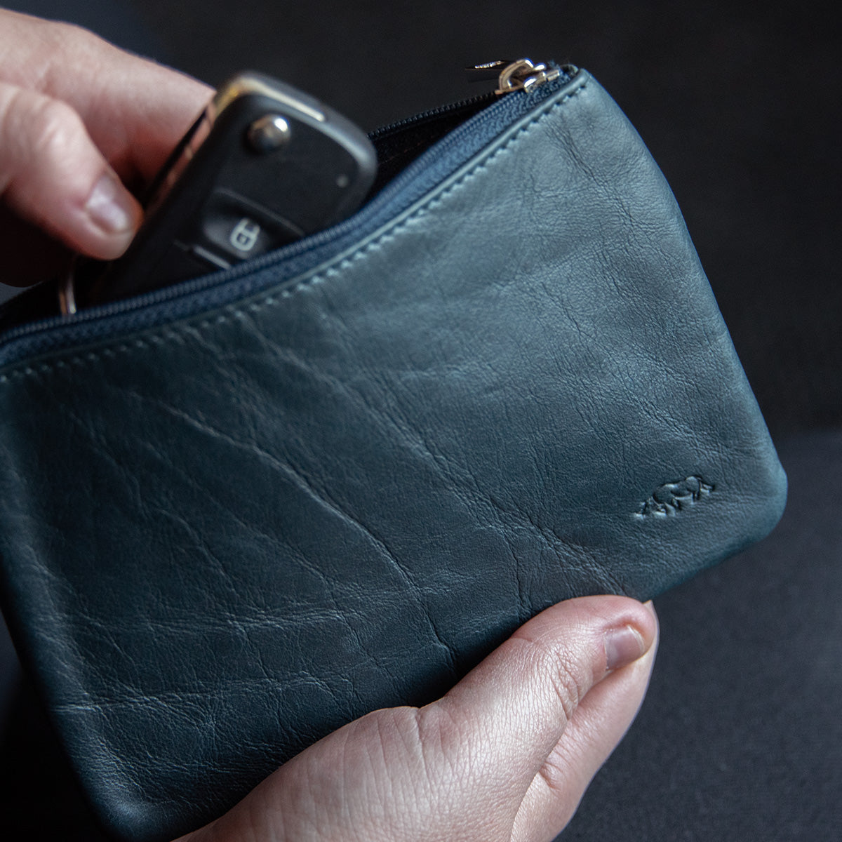 Genuine African Leather Medium Navy Coin Purse