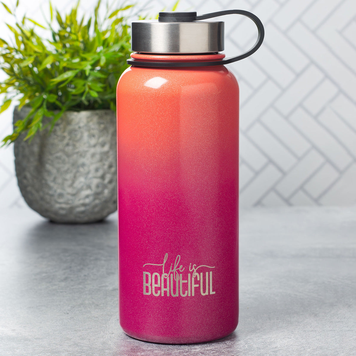 Life Is Beautiful Stainless Steel Water Bottle