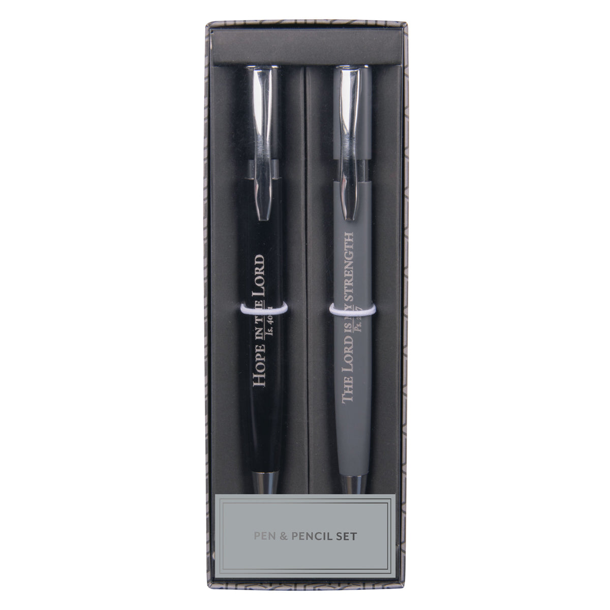Hope in the Lord & The Lord Is My Strength Black Pen and Grey Pencil Set