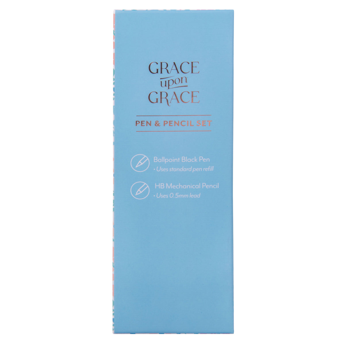 Saved by Grace & Grace Upon Grace Turquoise Pen and Rose Gold Pencil Set