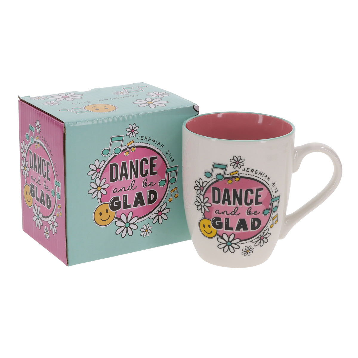 Dance and Be Glad Pink Interior Ceramic Mug