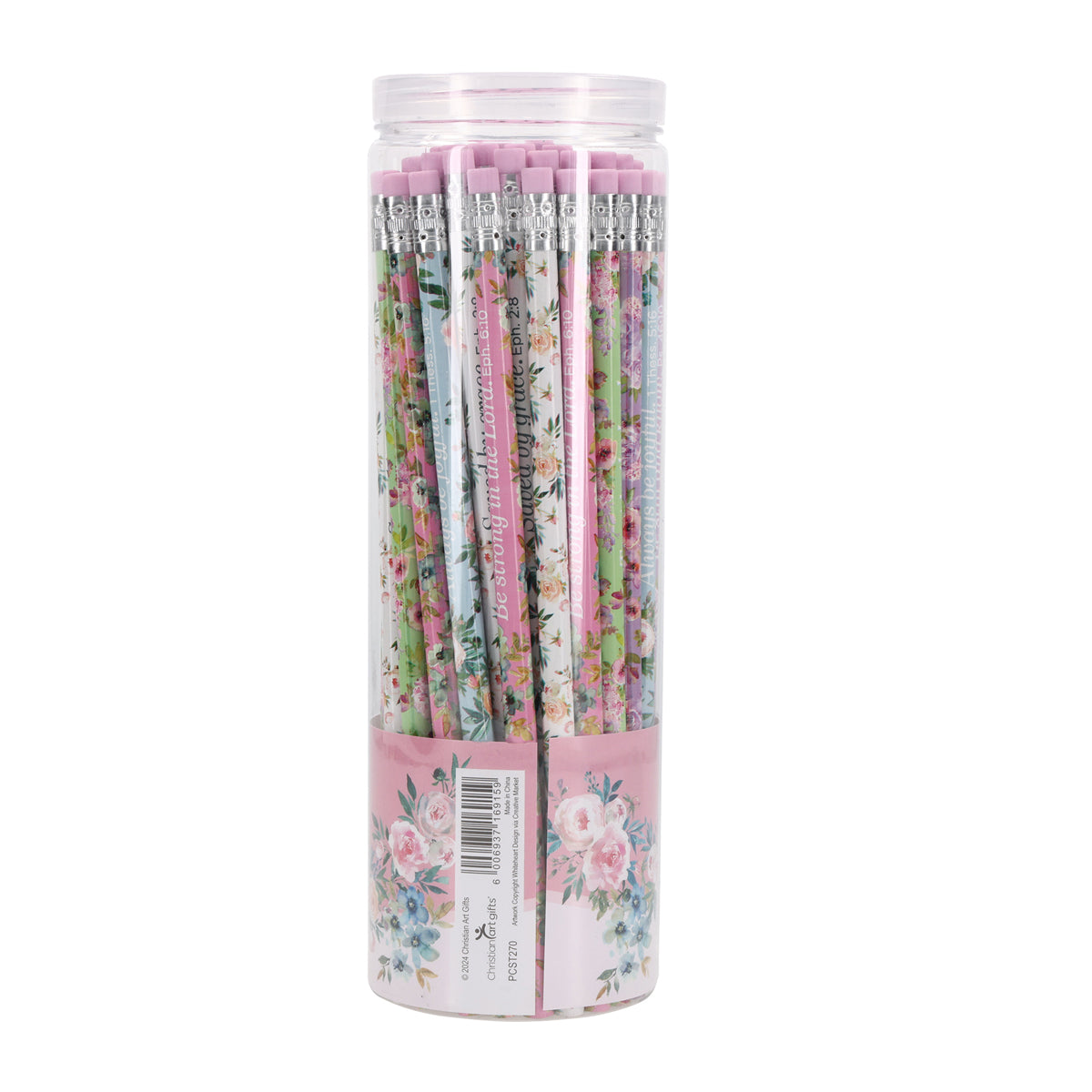 Floral Watercolor Tub of 50 Pencils