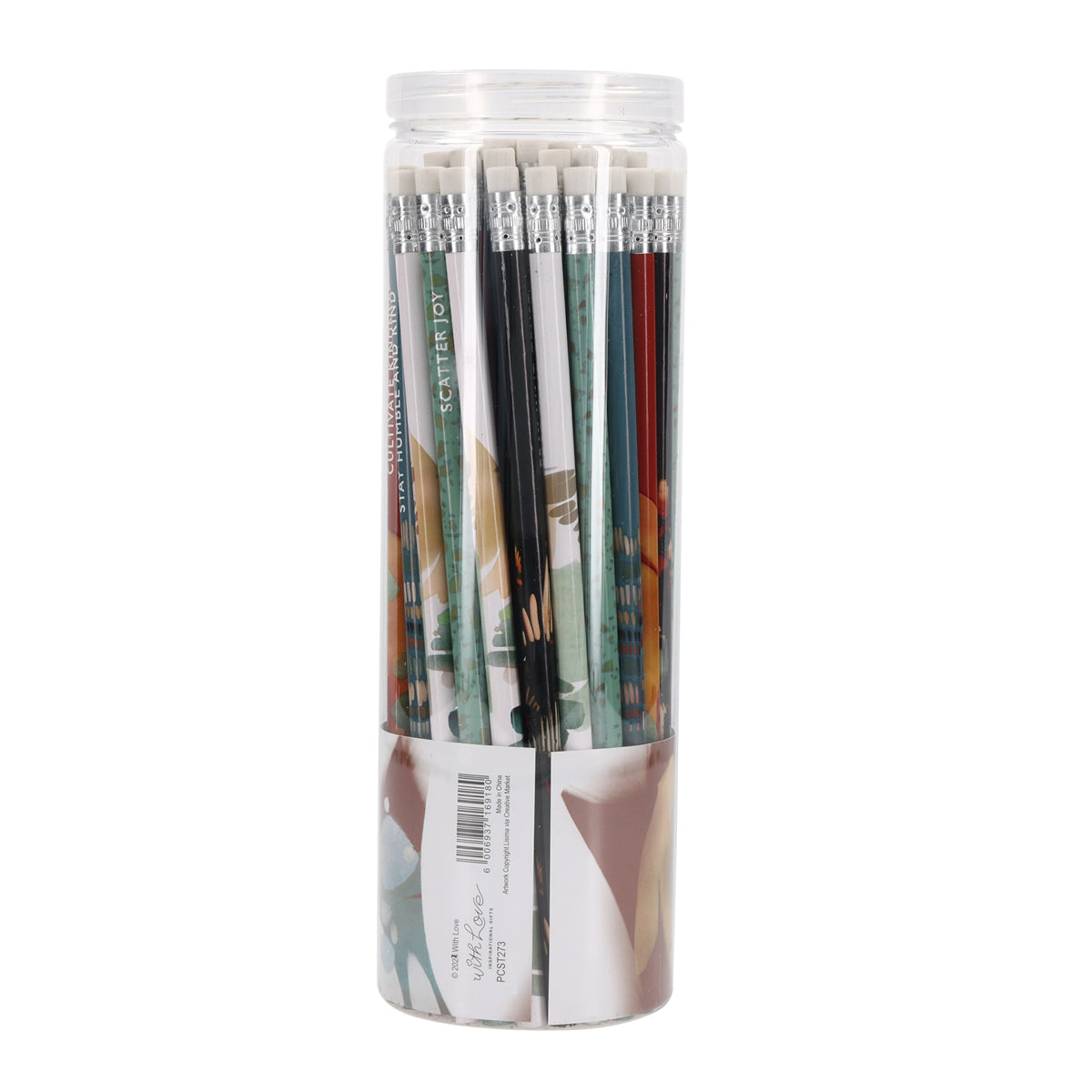 Abstract Watercolor Tub of 50 Pencils