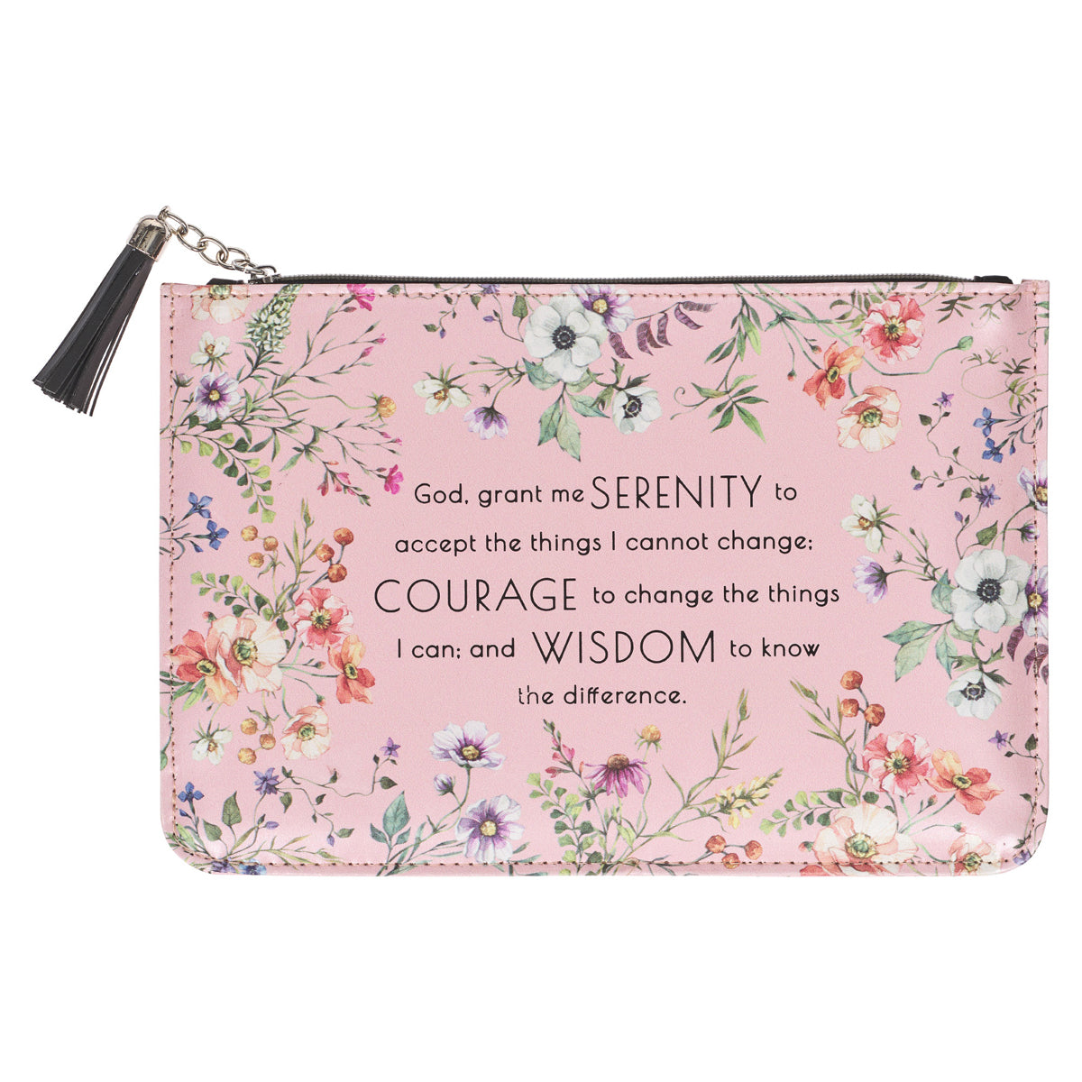 Serenity Prayer Faux Leather Zipper Pouch