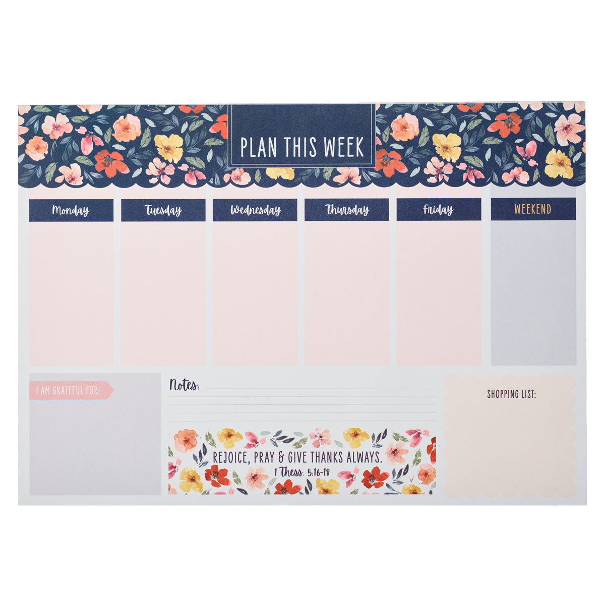 A3 Weekly Desk Planner - Rejoice, Pray and Give Thanks Always