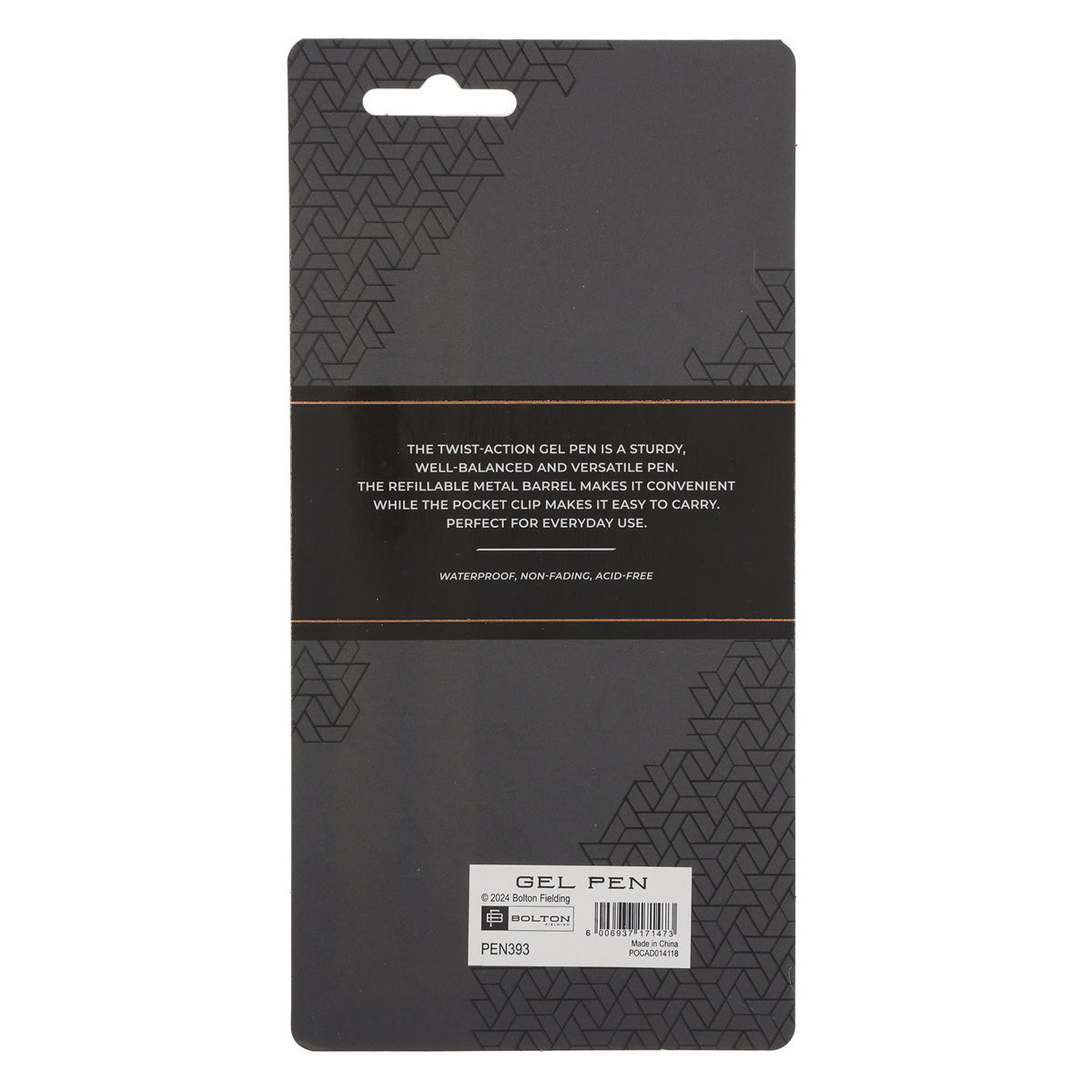 Bolton Grey Twist-Action Gel Pen with Blue Ink