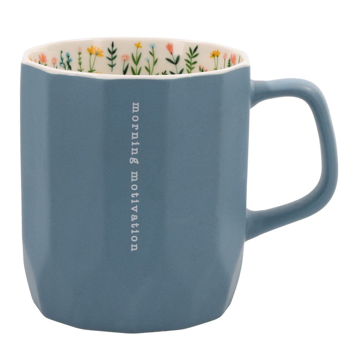 Morning Motivation Blue Ceramic Mug