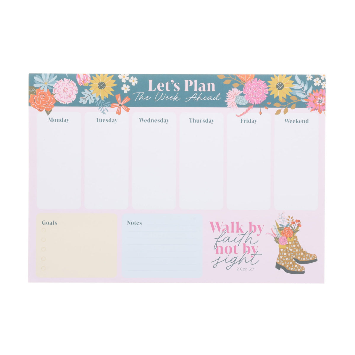 A4 Weekly Desk Planner - Walk by Faith Not by Sight