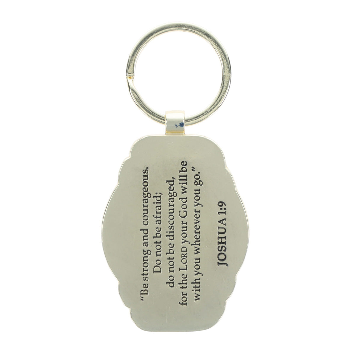 Be Strong and Courageous Navy Metal Key Ring