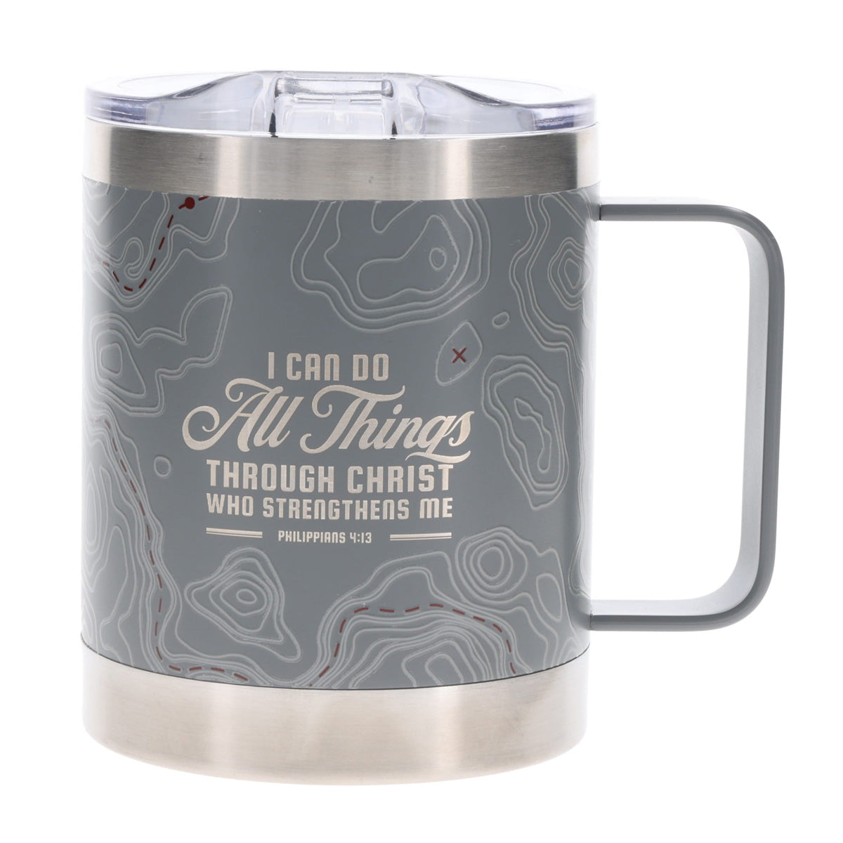 Travel Mug - I Can Do All Things Through Christ (Stainless Steel, Camp Style)