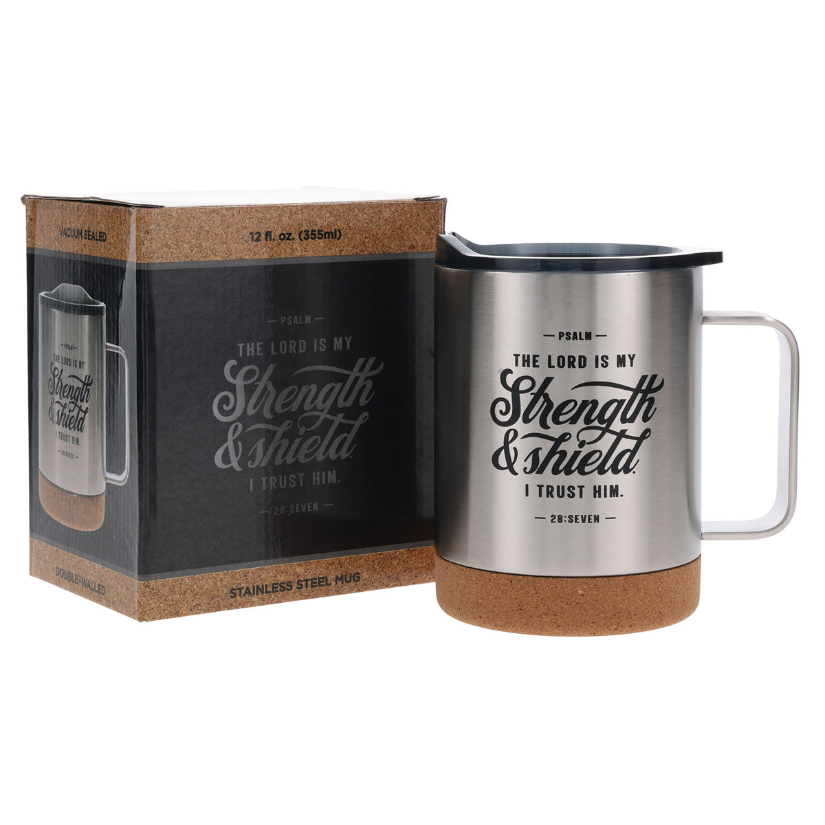 The Lord Is My Strength and Shield Stainless Steel Travel Mug with Cork Base