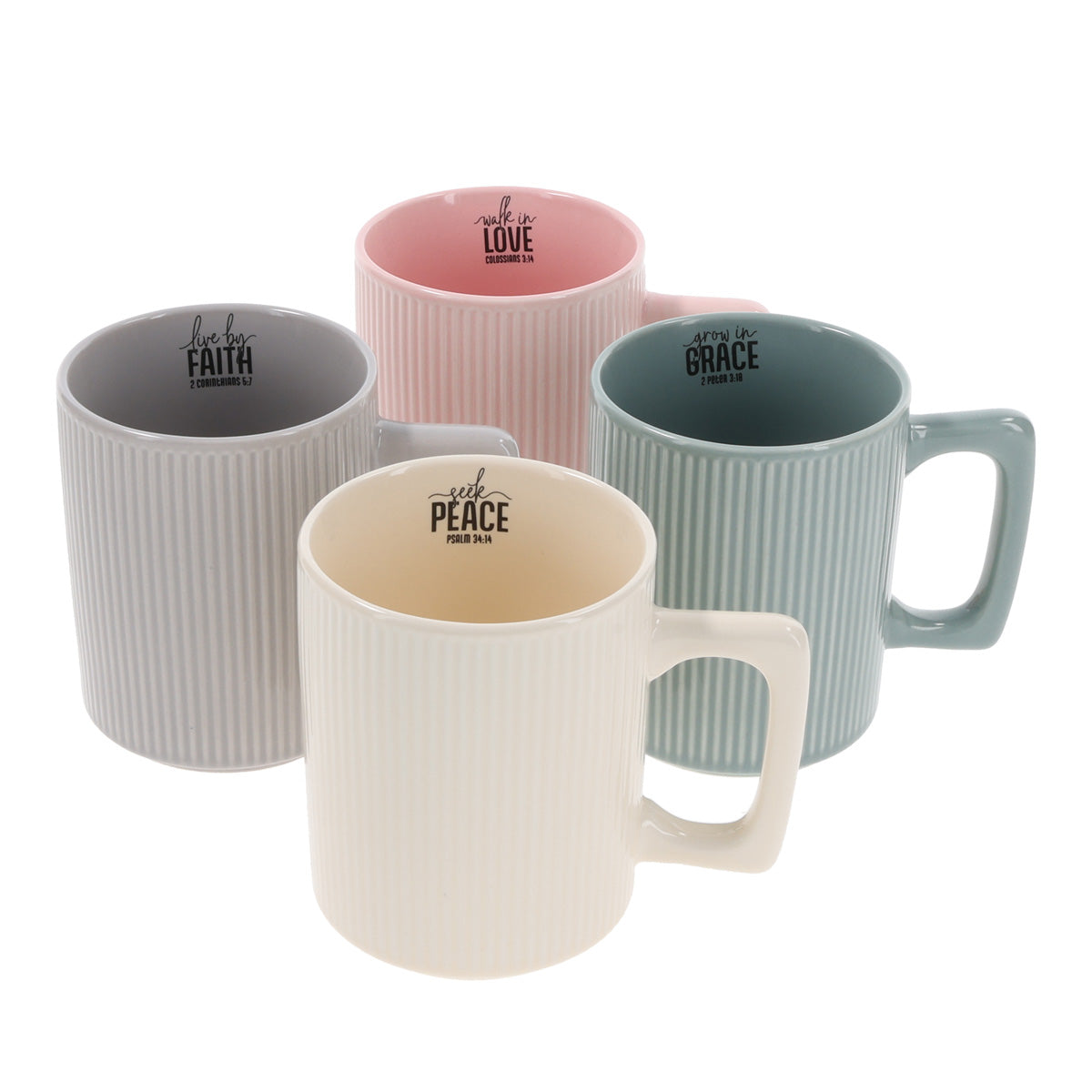 Love, Faith, Grace, Peace Four-Piece Ceramic Mug Set