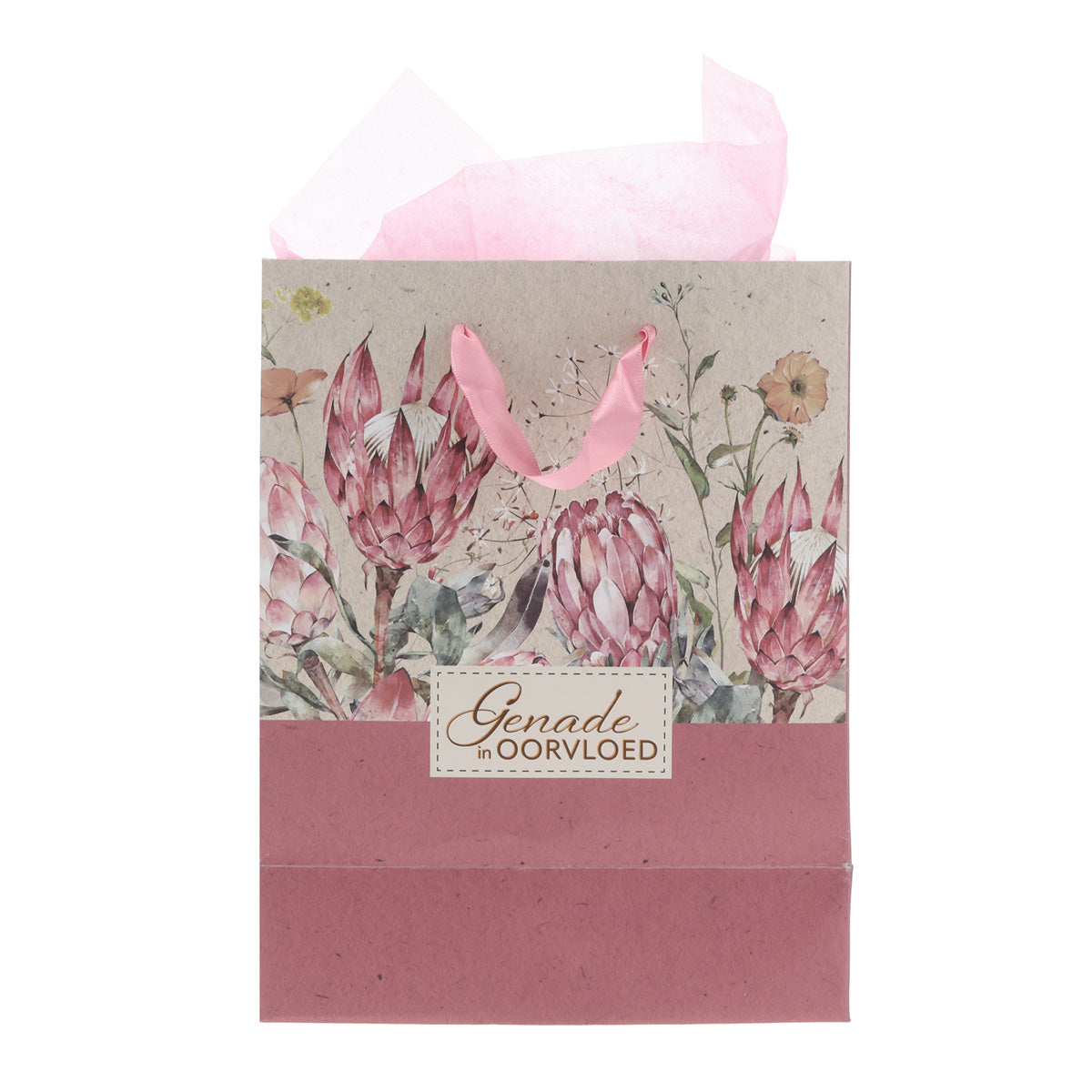 Genade in Oorvloed Fynbos Afrikaans Medium Gift Bag with Gift Tag