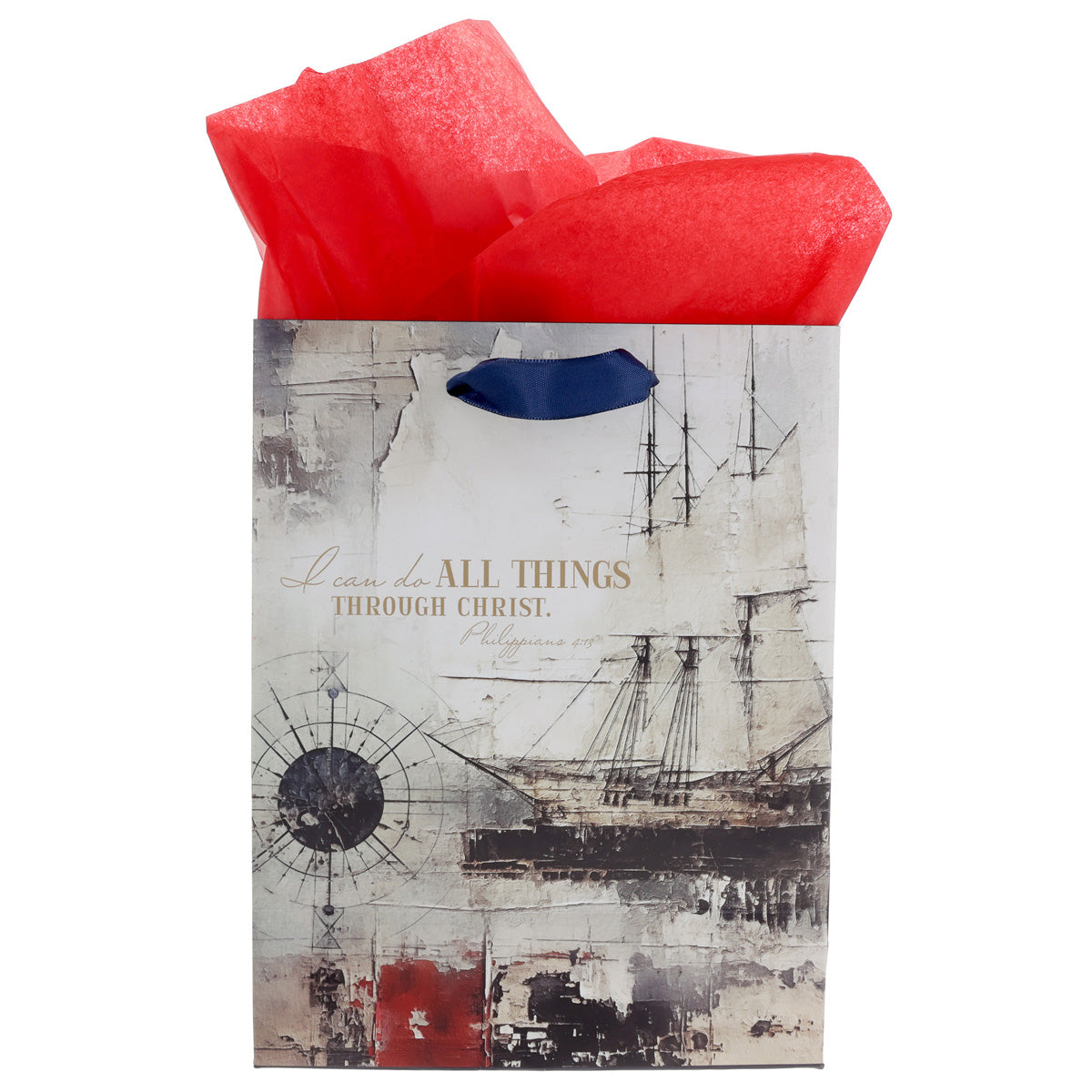 I Can Do All Things Through Christ Nautical Medium Gift Bag with Gift Tag