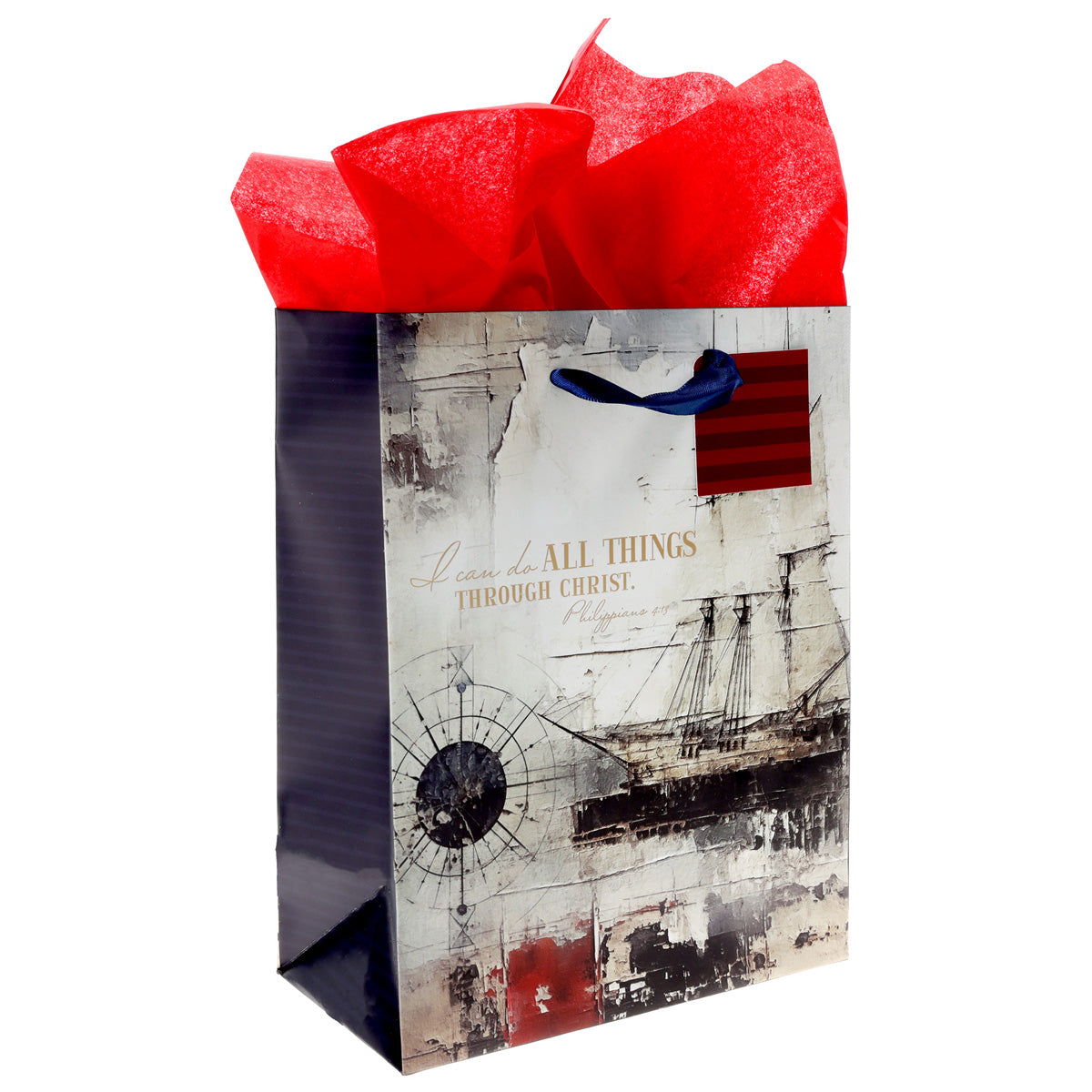 I Can Do All Things Through Christ Nautical Medium Gift Bag with Gift Tag