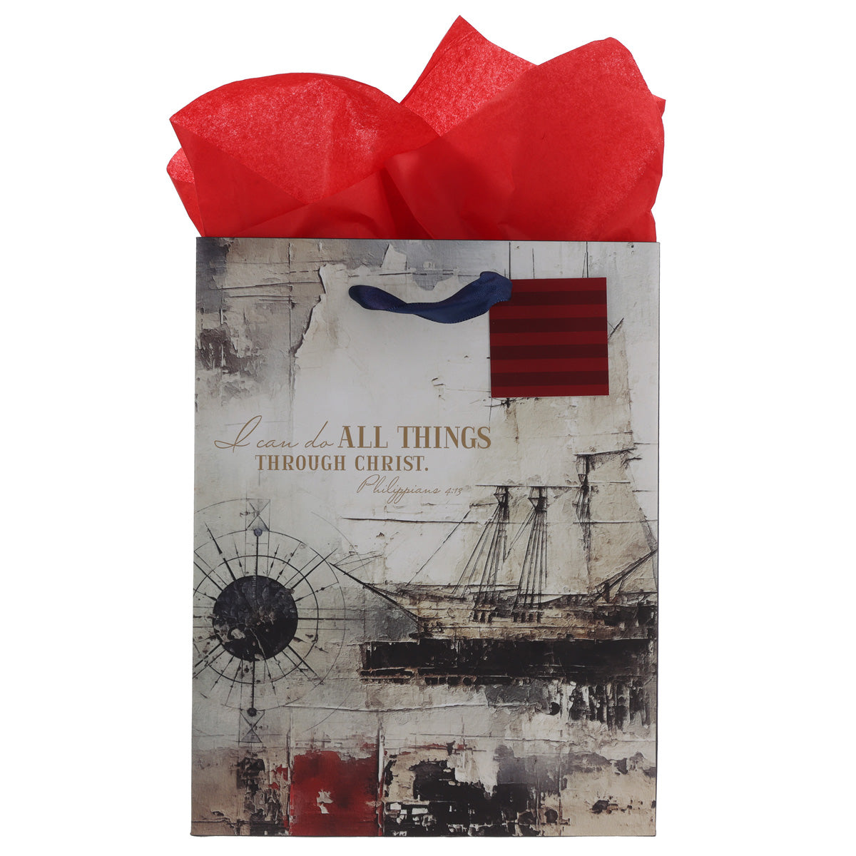 I Can Do All Things Through Christ Nautical Medium Gift Bag with Gift Tag