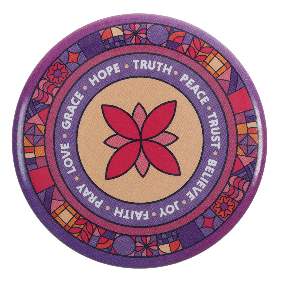Joy Faith Pray Love Grace Hope Truth Peace Trust Believe Crossword Compact Mirror