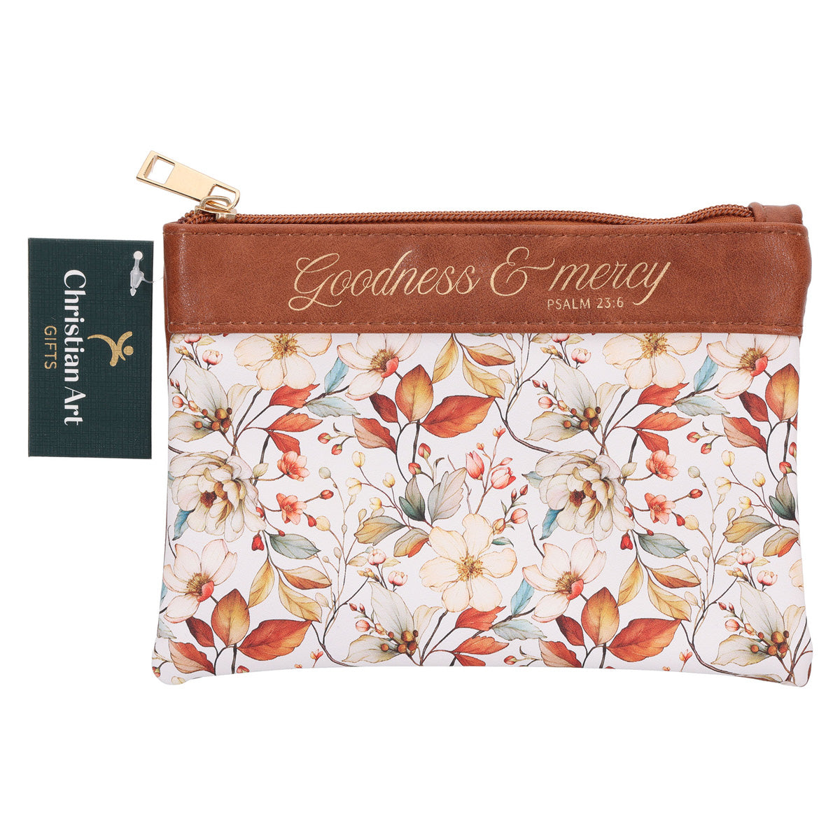 Goodness & Mercy Faux Leather Zipper Pouch