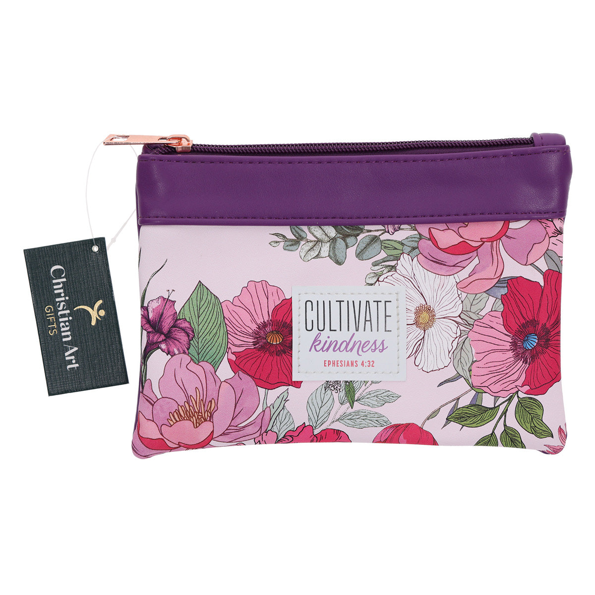 Cultivate Kindness Faux Leather Zipper Pouch