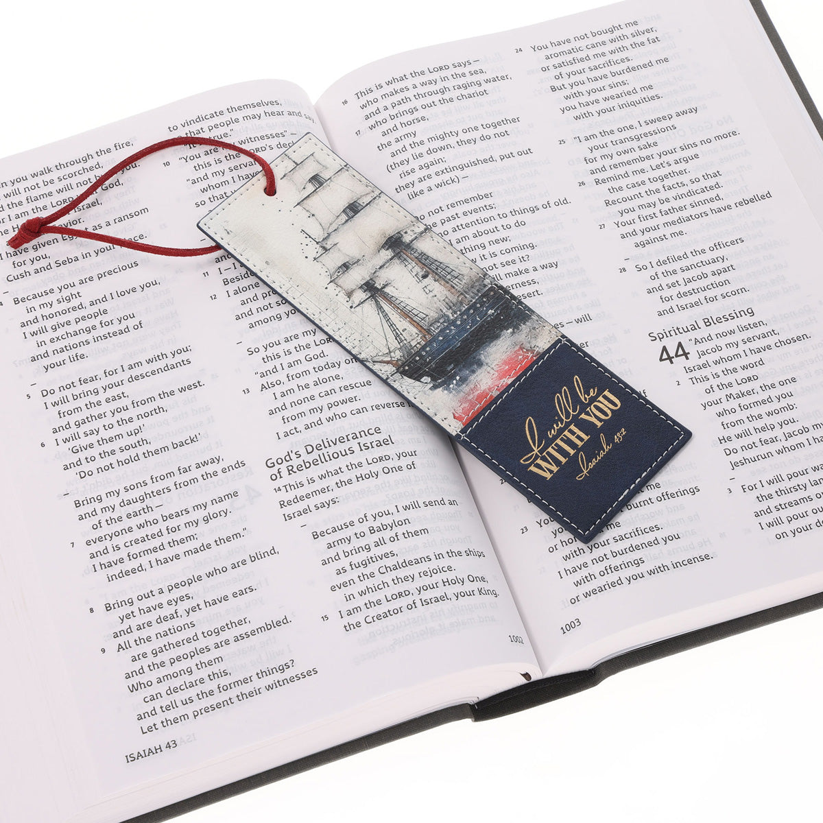 I Will Be with You Faux Leather Bookmark