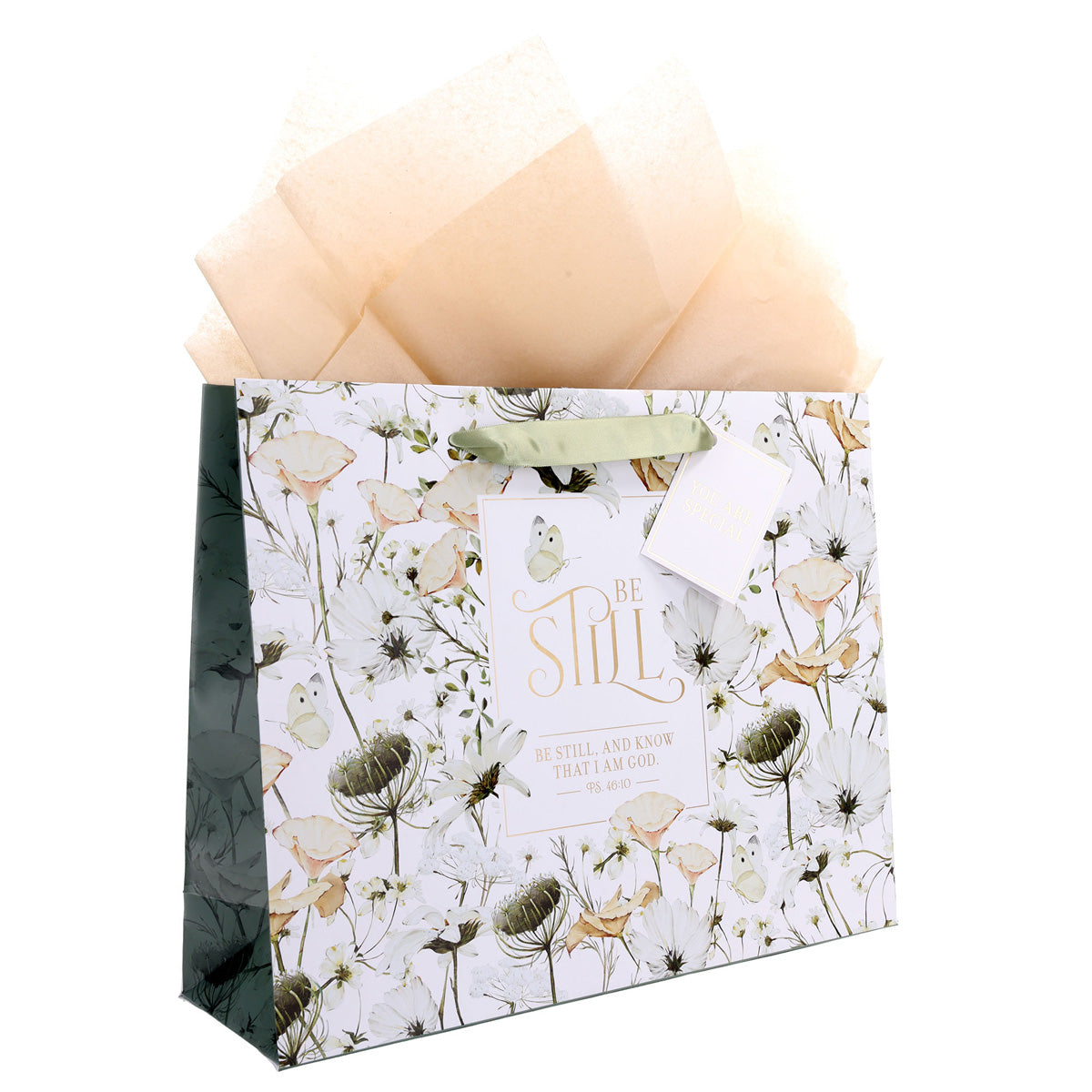 Be Still Green Floral Landscape Gift Bag with Gift Tag